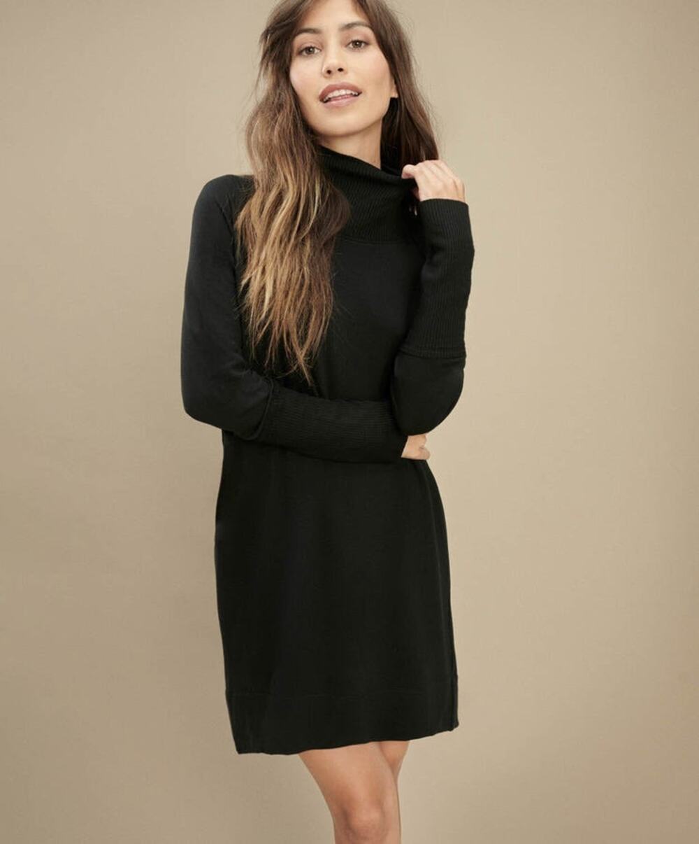 NWT Splendid Supersoft Mock Neck Dress Sweater Dress long sleeve knit Black